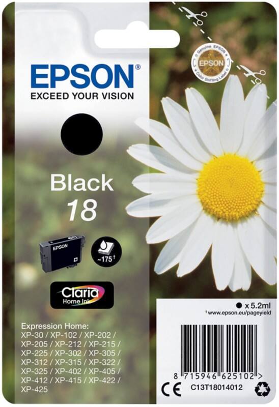 Epson 18 Original Tintenpatrone C13T18014012 Schwarz