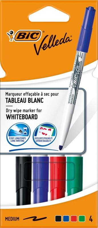 BIC Whiteboard-Marker Velleda 1741 Rundspitze 1,5 mm Färbig sortiert 4 Stück