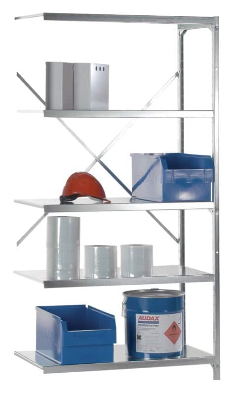 Manuflex Anbauregal 5 Fachböden Stahl 1.000 x 500 x 2.000 mm Silber