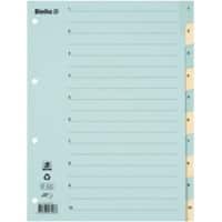 Biella 1 bis 10 Register DIN A4 Blau, Gelb 10-teilig 4 Löcher 0462440.00 10 Blatt