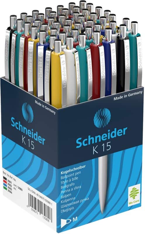 Schneider K15 Kugelschreiber Blau Mittel 0,5 mm Nachfüllbar 50 Stück