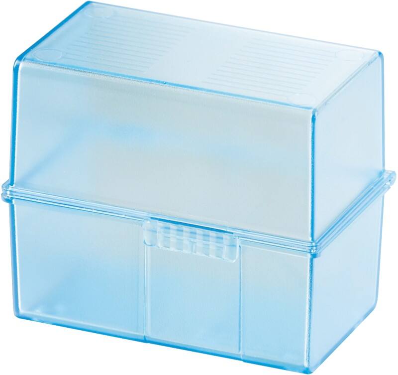 HAN Karteikartenbox DIN A7 PS (Polystyrol), Stahl 300 Karten Blau, Transparent
