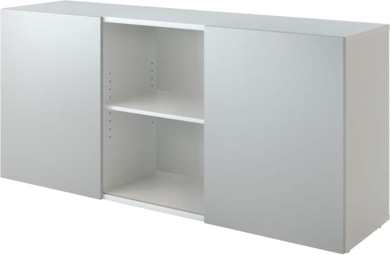 Hammerbacher Schiebetürenschrank Spanplatte 1 Fachboden abschließbar 1.600 x 420 x 748 mm Silber, Weiß