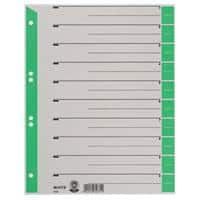 Leitz 1 bis 10 Trennblätter DIN A4 Überbreite Grün 10-teilig Pappkarton 6 Löcher 1652 100 Stück