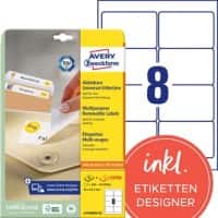 AVERY Zweckform Wiederablösbare Etiketten L4745REV-25 Weiß A4 96 x 63,5 mm 30 Blatt à 8 Etiketten