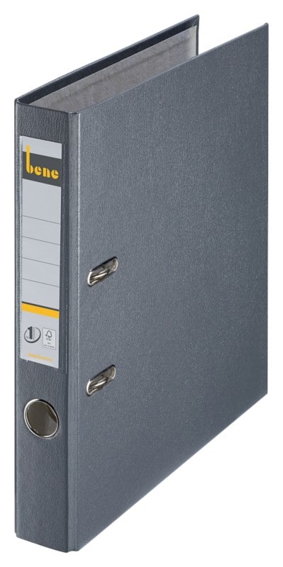 Bene No.1 Power Schmal Ordner A4 52 mm Grau 2 Ringe 291600 Kunststoff Hochformat