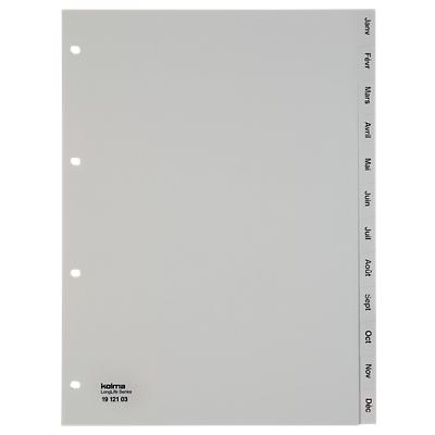 Kolma Register DIN A4 hoch Grau 12-teilig Perforiert Kunststoff Jan - Dez