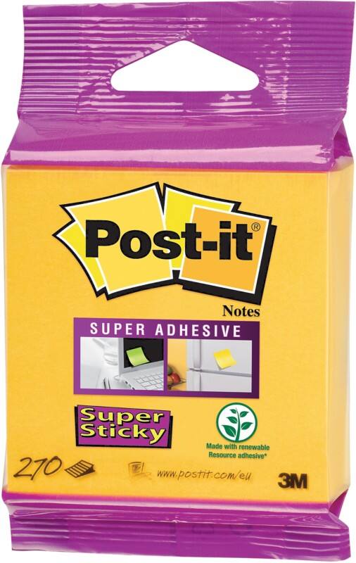 Post-it Super Sticky Haftnotizen 76 x 76 mm Gelb Quadratisch 270 Blatt