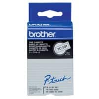 Brother TC-201 Authentic Schriftband Selbstklebend Schwarzer Druck auf Weiß 12 mm x 7.7m