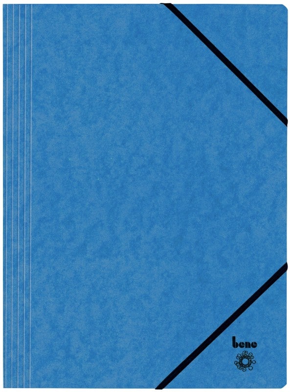 Bene Dreiflügelmappe Vario DIN A4 Blau Karton mit Gummizug-Verschluss 24,5 x 32 cm