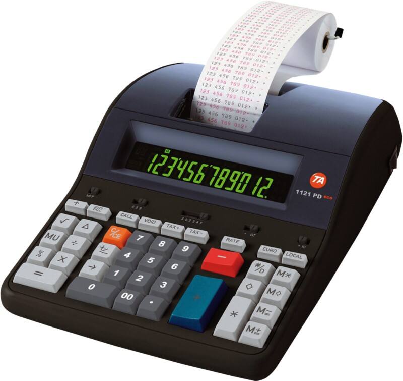 Triumph-Adler Druckender Tischrechner mit Rolle 1121 PD Eco 12-stelliges Display Blau, Rot