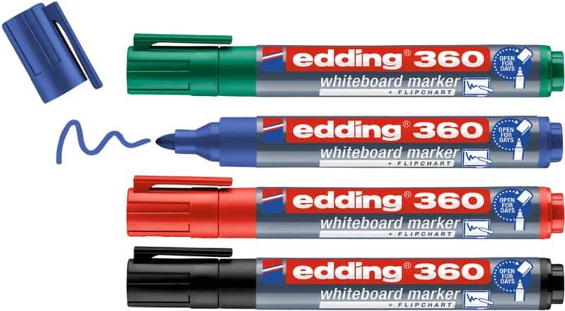 edding 360 Whiteboard-Marker Färbig sortiert Mittel Rundspitze 1,5 - 3 mm 4 Stück