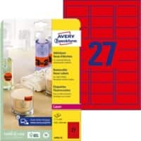 AVERY Zweckform L6003-25 Etiketten A4 Neonrot 63,5 x 29,6 mm 25 Blatt à 27 Etiketten