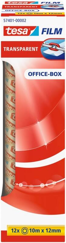 tesa Klebeband tesafilm Office-Box 57401 Transparent 12 mm (B) x 10 m (L) PP (Polypropylen)  12 Rollen