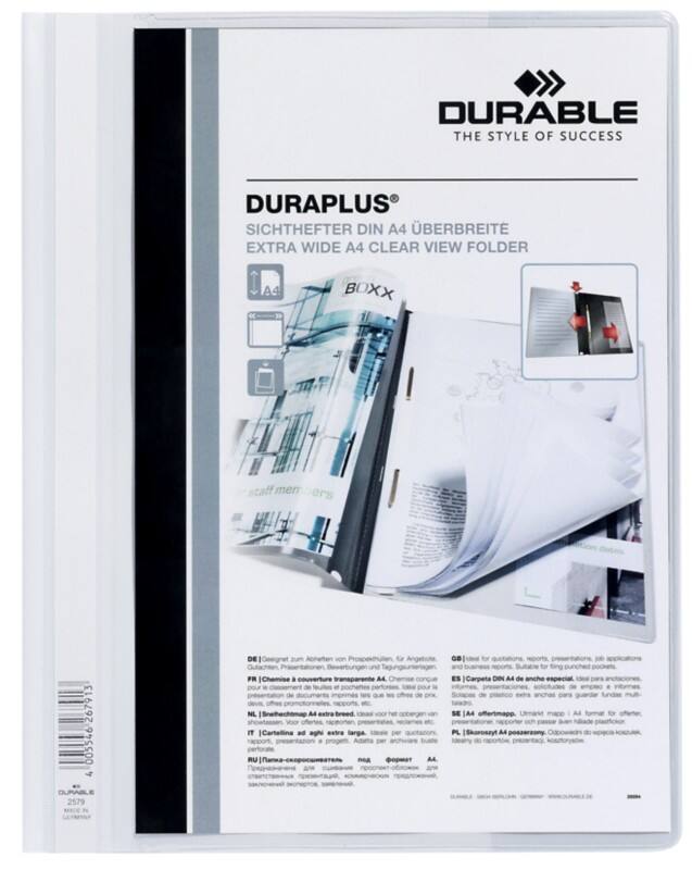 DURABLE DURAPLUS Schnellhefter 257902 A4+ PVC (Polyvinylchlorid) 24 (B) x 31,1 (H) cm Weiß