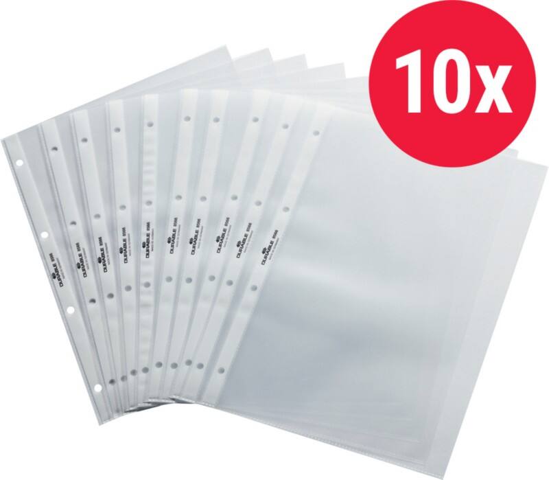 DURABLE ClearView Prospekthüllen A4 Glatt Transparent 120 Mikron PP (Polypropylen) Öffnung oben DB88204 10 Stück
