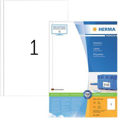 HERMA Universaletiketten 4458 Weiß DIN A4 200 x 297 mm 100 Blatt à 1 Etiketten