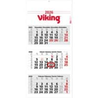 Viking Kalender Maxi Light Spezial 2025 3 Monate/ 1 Seite Karton, Papier Weiß Deutsch, Englisch, Französisch, Spanisch 33 x 70 cm