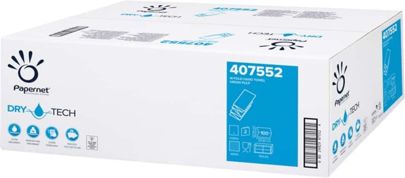 Papernet DryTech Papierhandtücher M-falz Weiß 2-lagig 407552 20 Stück à 100 Blatt