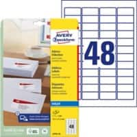 AVERY Zweckform Laser Adressetiketten J4791-25 Selbsthaftend A4 Weiß 45,7 x 21,2 mm 25 Blatt à 48 Etiketten