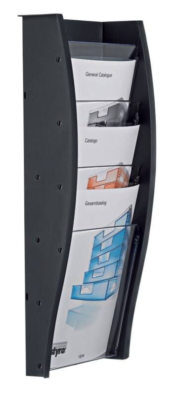 Styro styrodisplay A4 Wandprospekthalter Wandmontiert Anthrazit 128-340.02921 26,2 x 10,4 x 57,7 cm