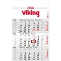 Viking Kalender Budget Spezial 2025 3 Monate/1 Seite Hellgrau Deutsch, Englisch, Französisch 30 x 49 cm