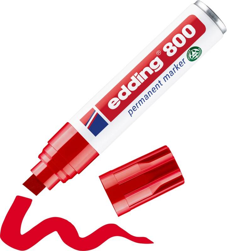 edding 800 800 Permanentmarker 100% Recycelt Extra Breit Keilspitze 4 - 12 mm Rot Nachfüllbar Wasserbeständig