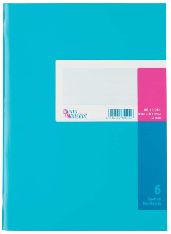 König & Ebhardt Spaltenbuch DIN A4 Kariert 80 g/m² Blau 40 Blatt