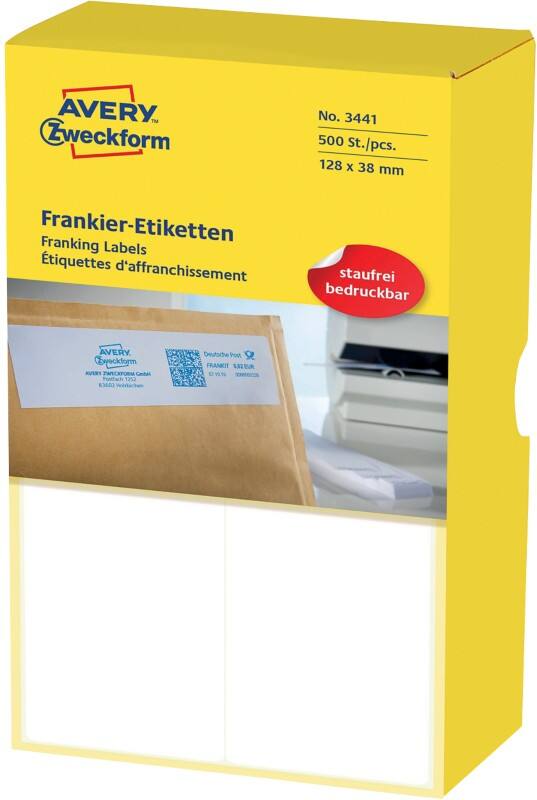 AVERY Zweckform Frankieretiketten 3441 Weiß 128 x 38 mm 250 Blatt à 2 Etiketten