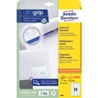 AVERY Zweckform UltraGrip Laser Universaletiketten 3490 Ja DIN A4 Weiß 70 x 36 mm 30 Blatt à 24 Etiketten