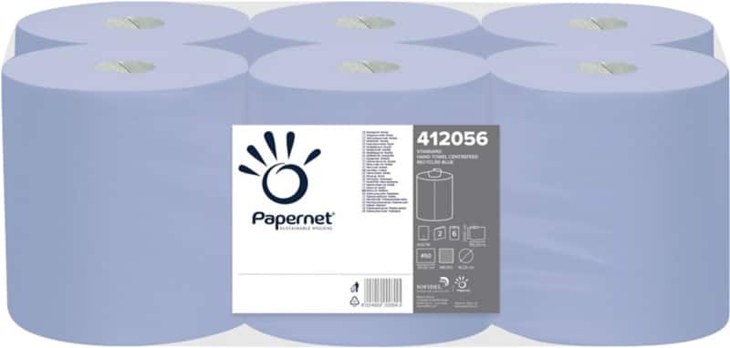 Papernet Premium Superior Recycled Papierhandtücher Gerollt Blau 2-lagig 135 m 412056 6 Rollen à 450 Blatt
