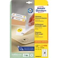 AVERY Zweckform Wiederablösbare Etiketten Spezial L6023REV-25 Weiß 63,5 x 38,1 mm 30 Blatt à 21 Etiketten