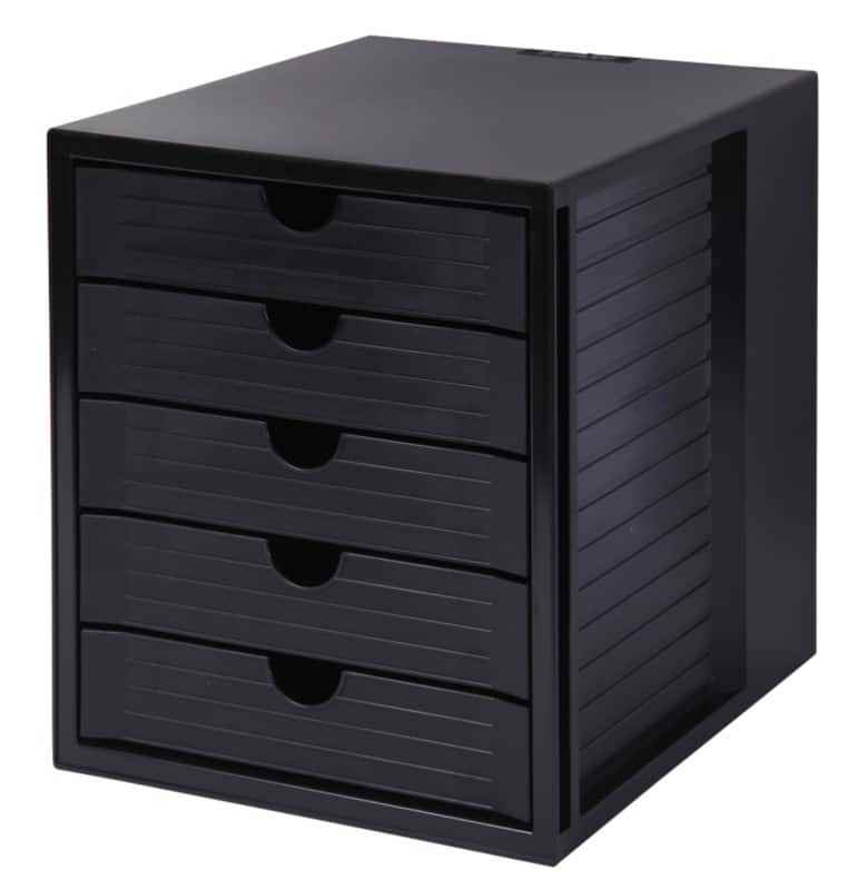 HAN Schubladenbox Kunststoff Schwarz 5 Schübe 27,5 x 33 x 32 cm A4