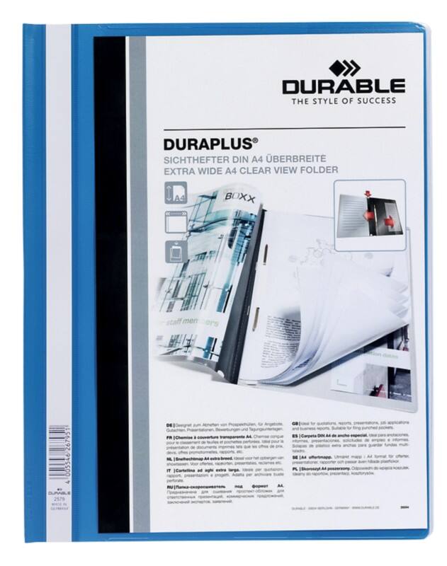 DURABLE DURAPLUS Schnellhefter 257906 A4+ PVC (Polyvinylchlorid) 24 (B) x 31,1 (H) cm Blau