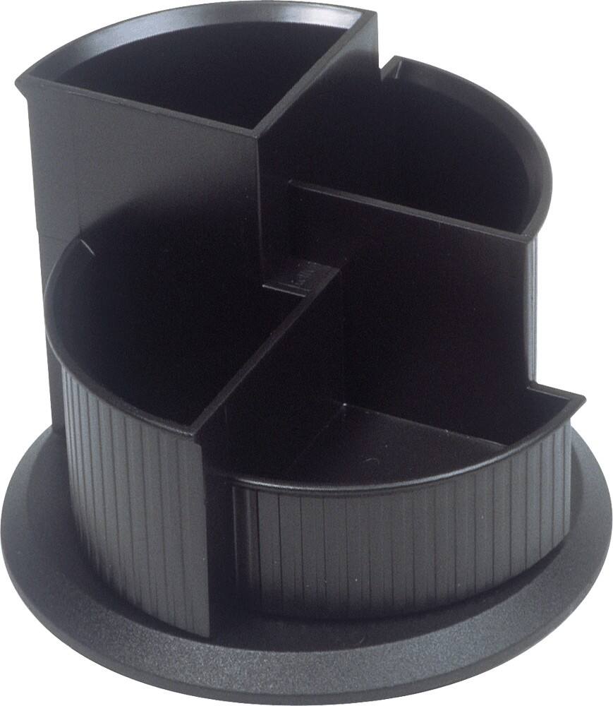 Helit Stifteköcher Linear H6390595, schwarz, Ø x H 150x112 mm, drehbar, 4 Fächer