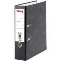 Viking Ordner A4 hoch 80 mm Schwarz 2 Ringe Karton Wolkenmarmor Matt Hochformat