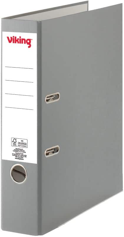 Viking Ordner A4 75 mm Grau 2 Ringe Pappkarton, PP (Polypropylen) Matt Hochformat