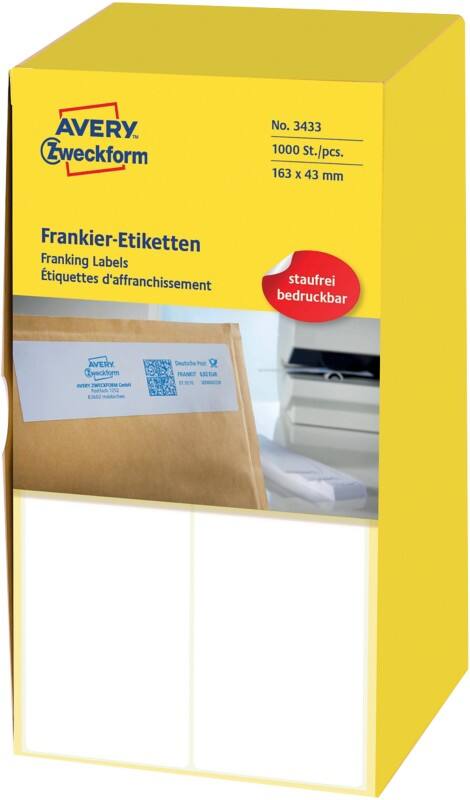 AVERY Zweckform Frankieretiketten 3433 Weiß 163 x 43 mm 500 Blatt à 2 Etiketten