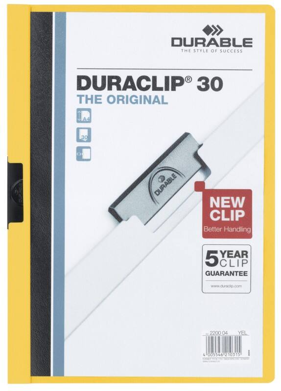DURABLE DURACLIP Klemmmappe 30 Blatt A4 Gelb