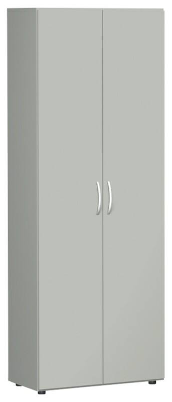 Geramoebel Speed Office Flügeltürenschrank ABS (Acrylnitril-Butadien-Styrol), Spanplatte 5 Fachböden abschließbar 800 x 420 x 2.160 mm Hellgrau