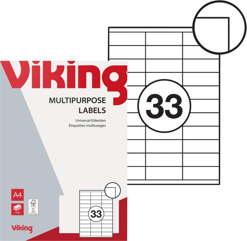 Viking Universaletiketten 3922830 Selbsthaftend 70 x 25,4 mm 100 Blatt à 33 Etiketten