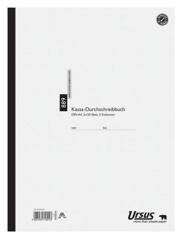 Ursus Liniert Kassenbuch A4 50 Blatt