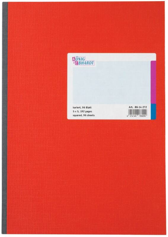 König & Ebhardt Notizbuch A4 Kariert 70 g/m² Rot 96 Blatt