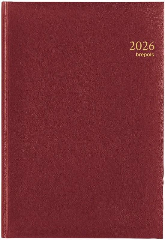 Brepols Bremax Terminplaner 2026 A4 1 Woche / 2 Seiten Deutsch, Englisch, Französisch, Italienisch, Niederländisch, Spanisch Burgunder