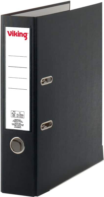 Viking Ordner A4 75 mm Schwarz 2 Ringe Pappkarton, PP (Polypropylen) Matt Hochformat