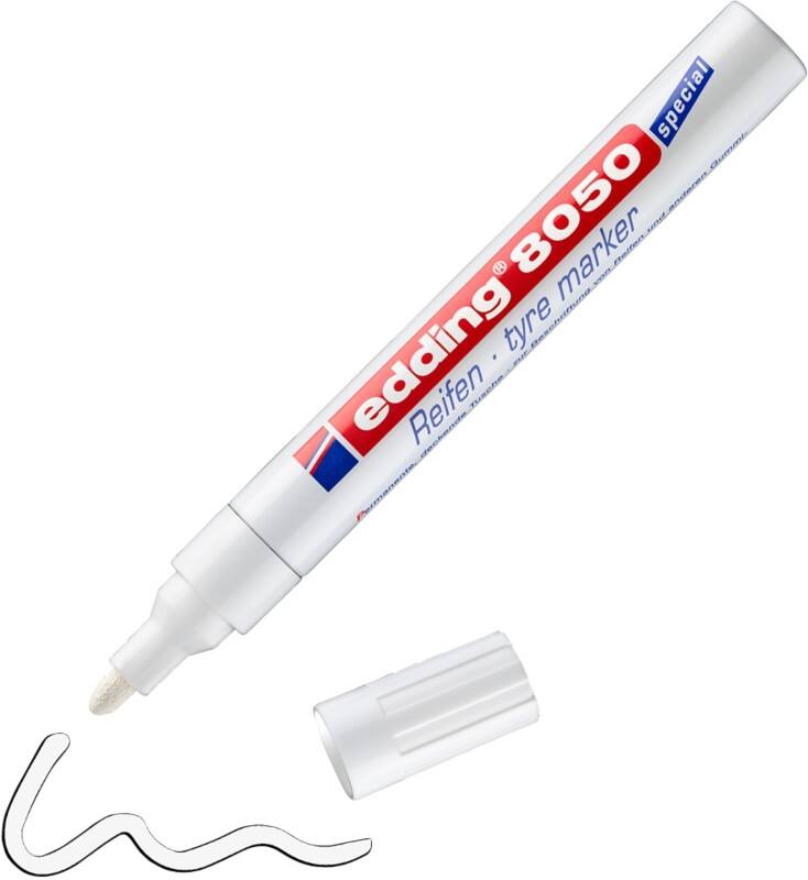 edding 8050 Permanent Reifenmarker Weiß Mittel Rundspitze 4 mm