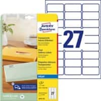 AVERY Zweckform Adressetiketten J4721-25 Transparent 63,5 x 29,6 mm 27 Blatt à 25 Etiketten