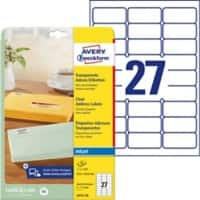 AVERY Zweckform Abziehhilfe QuickPEEL Adressetiketten J4721-25 Selbsthaftend A4 Transparent 63,5 x 29,6 mm 25 Blatt à 27 Etiketten