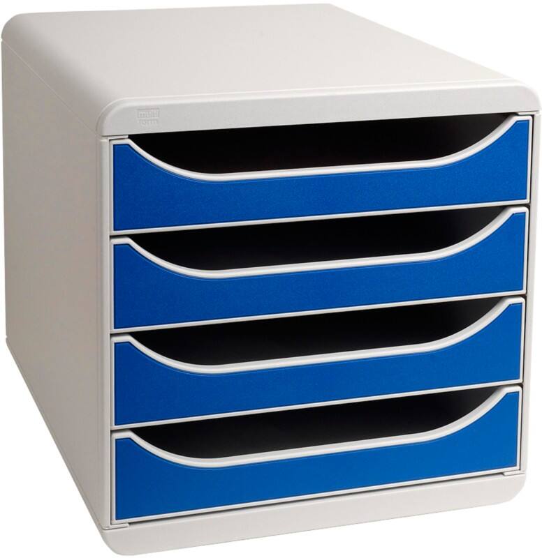 Exacompta Schubladenbox PS (Polystyrol) Blau, Hellgrau 4 Schübe 27,8 x 34,7 x 26,7 cm A4+