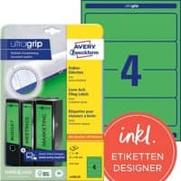 AVERY Zweckform ultragrip Ordneretiketten L4768-20 Selbsthaftend A4 Grün 6,1 x 19,2 cm 20 Blatt à 4 Etiketten